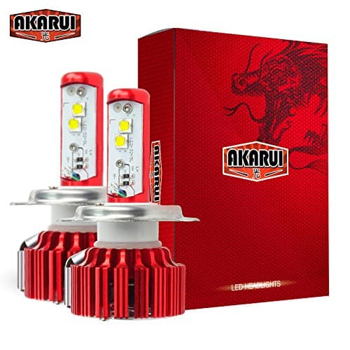 Akarui LED Headlight Bulbs Conversion Kit - Double Beam - CREE - 9,600 lumens - 55W - 6000K Cool White - 2-Year Warranty - Pair (H4 (9003))