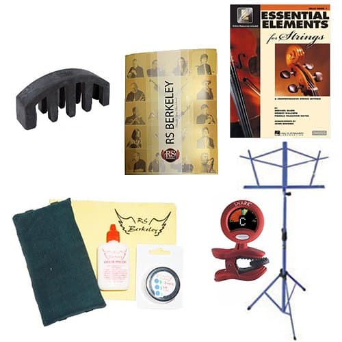 VIola Players Mega Pack - Essential Accessory Pack for the Viola: Includes: Viola Care & Cleaning Kit, Viola Mute, Music Stand, Band Folder, Essential Elements 2000 Book 1 for Viola, & Tuner & Metronome