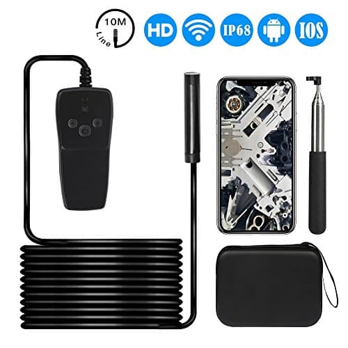 Wireless Endoscope,Skybasic Semi-Rigid WiFi Borescope Inspection Camera IP68 Waterproof Snake Camera for Android and iOS Smartphone,Tablet (33FT)