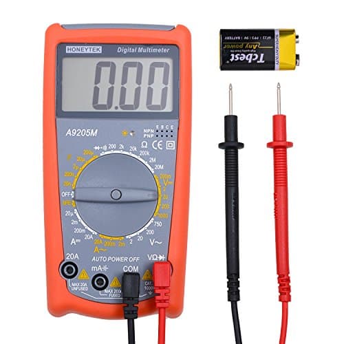 Robao Digital Multimeters A9205M Electronic Amp Volt Ohm Voltage Multi Tester Multimeter with Transistor hFE Tester Diode and Continuity Test LCD Display