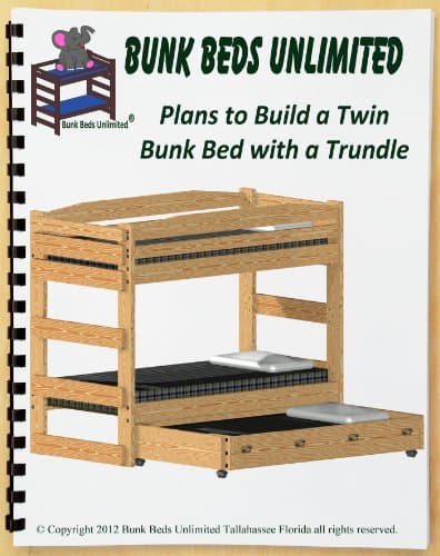 Bunk Bed DIY Woodworking Plan to Build Your Own Stackable Twin Extra-Long (XL over XL) with Standard Twin Trundle Bed and Hardware Kit for Bunk and Trundle that Sleeps Three (Wood NOT Included)