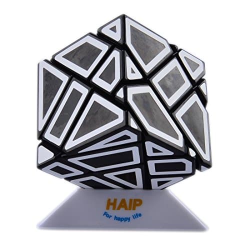 Magic Cube, Haip 3x3 Ghost Cube Puzzle Cube White Stickers Magic Cube Black (Base Holder/Bag Included)