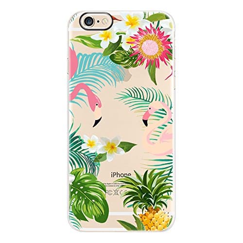 iPhone 6 Plus / 6S Plus Case, OFFAY [Black Camera Border] Transparent Clear Flexible Soft Silicone (TPU) Protection Case, Unique Pattern Case Cover for Apple iPhone 6 Plus / 6S Plus - Tropical Style