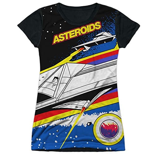 Atari Arcade Games Asteroids Arcade Game Design Juniors Black Back T-Shirt Tee