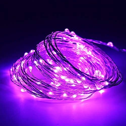 MBO 5M 10M Led String Light Copper Wire AA Battery Fairy Light Strip for Home House Xmas Party Decor (2m/6.5ft, Purple)