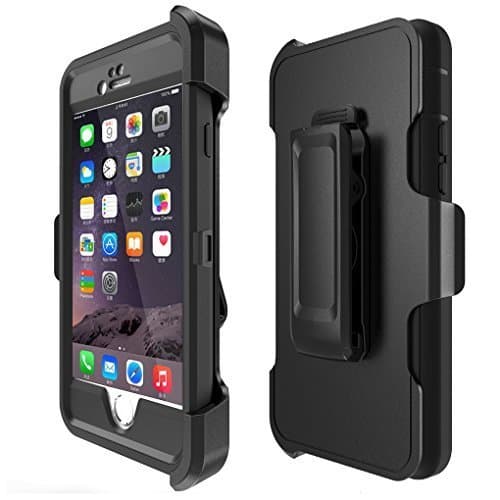 iPhone 6s Plus Case, iPhone 6 Plus Case Heavy Duty Dual Bumper cover Shockproof Built-in Screen Protector Rugged Hybrid Hard Shell With Kicstand for iphone 6s plus (black)