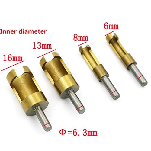 Here4Tool HT23011 4PC 1/4 Shank Titanium Coating Plug Cutter Set