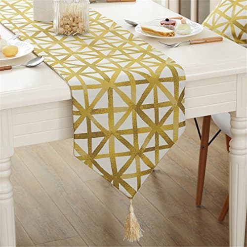 Modern simple geometric patterns tassel table runner for party wedding home decorative 85 inch approx