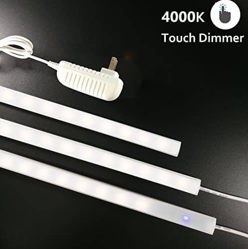 LED Cabinet Lights, Under Counter Kitchen Lighting, Dimmable Touch Switch, Ultra Slim, Under Cabinet Lighting, Under Counter LED Light, 12inch,1035LM, 4000K, 12V Adapter, Closet Lights. (3 Pack)