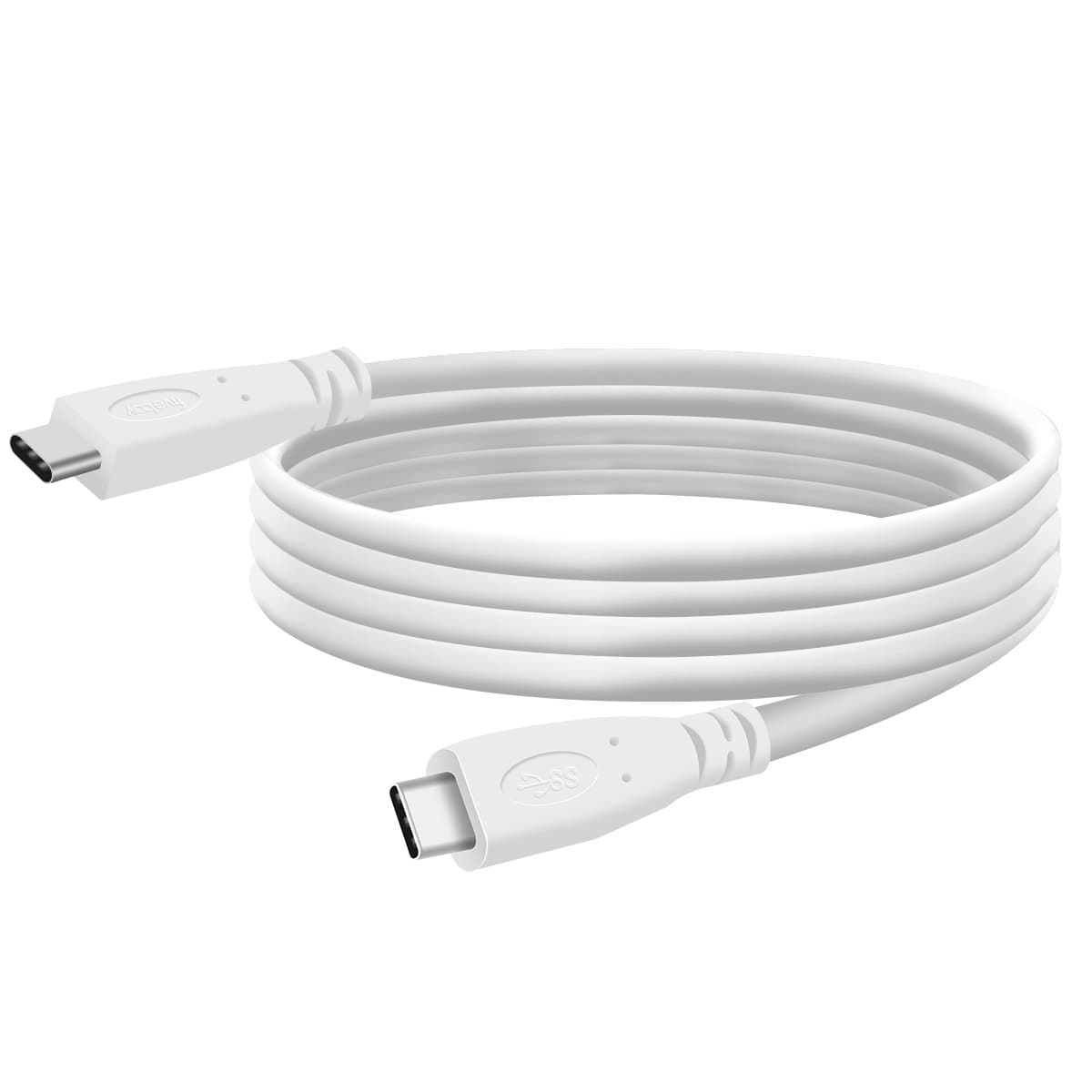 fiveboy USB-C to USB-C Cable(6.6ft/2m), USB Type-C Fast Charging and 10Gbps Data Fast Transfer 4K High-Definition Display Cable for New MacBook and Other Type C Port Devices - White