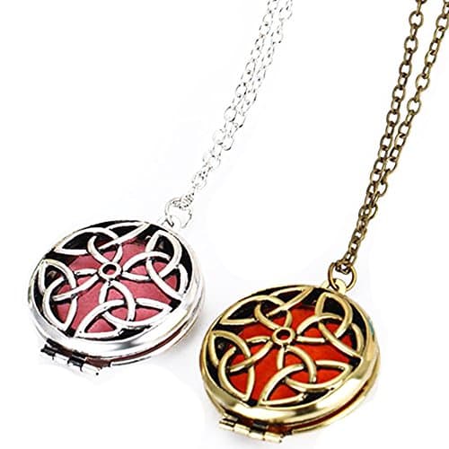 2pc Silver Gold Celtic Knot Diffuser Aromatherapy Necklace Pendant