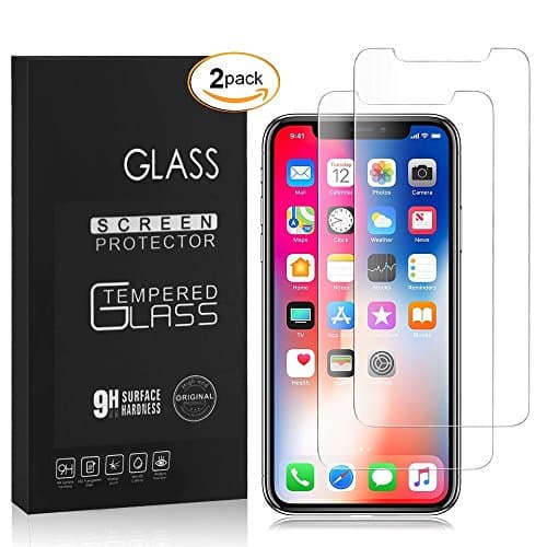 ADDAO Glass Screen Protector Compatible iPhone X, [2-Pack] 0.33mm Clear Film Anti-Scratch Anti-Fingerprint High Light Tempered Glass Screen Protector