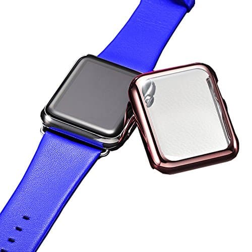 Apple Watch Case, FIVEFISH Ultra Lightweight Thin Clear PC Full Coverage Plated Case for Apple Watch (Rosegold 38mm)