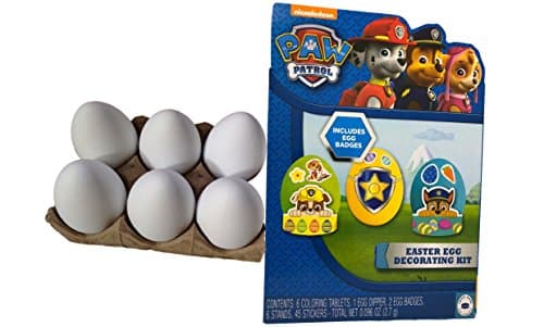 Paw Patrol Easter Egg Decorating Kit | 6 White Plastic Decorating DIY Dyeable Craft Eggs Bundle