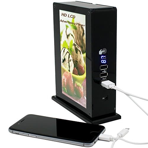 7 Inch HD LCD Electronic Picture Frame, Video and Replaceable Picture Display on Two Sides, 20000mAh Power Bank &amp; 3 Charging Ports, 8GB Memories Advertising Show for Restaurant, Café, Store – L17C