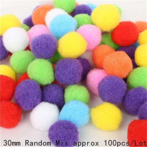 LOVESHI 100-500Pcs 10/15/20/25/30Mm Multi-Function Fluffy Soft Pompom Pom Pom Balls DIY Kids Toys Decoration Sewing Accessories 30MM 100pcs