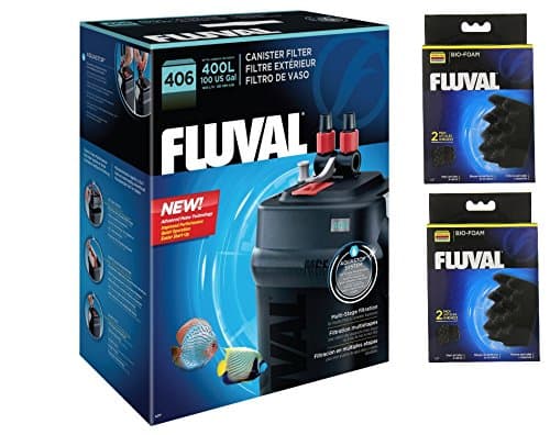 Fluval 406 External Filter with 2 Extra Fluval 306/406 Bio-foam replacements