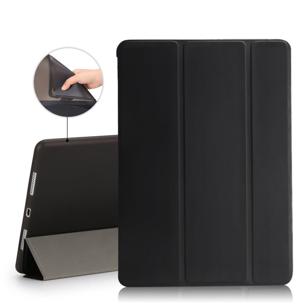 iMucc Smart Case Cover + Matte Shell Soft TPU Back For Apple iPad Air 2 Built-in Magnet Stand with Smart Cover Auto Wake/Sleep (Black)