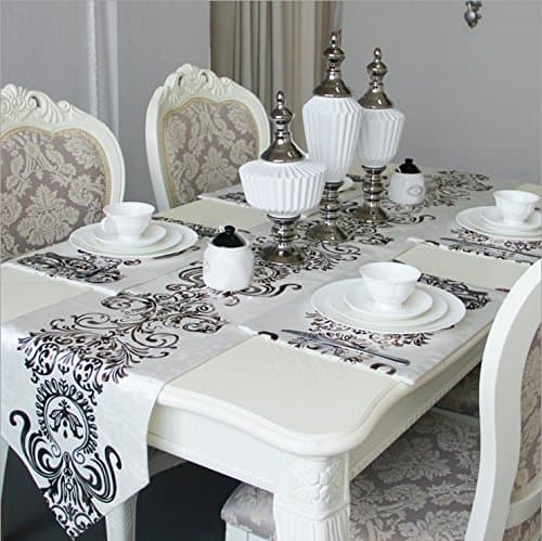 SAEKLL-Bronzing fabric table cloth table runner, table cloth table napkin table runner table cover 32210cm,White