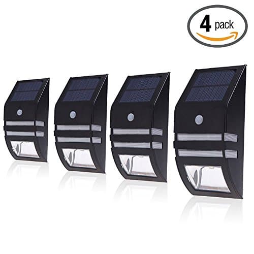 GMFive 4Pack Wireless Bright Solar Powered Motion Sensor Light, Street Light, Outdoor Light Security Light, For Patio Deck Yard Garden Home Driveway Stairs Outside Wall Pathway