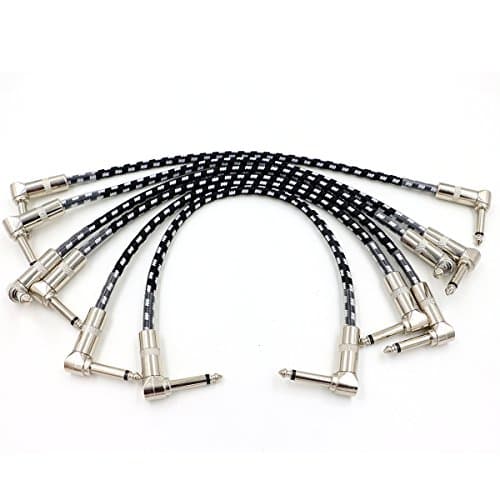 MAXTOMARS 6-pack 0.3M Guitar Patch Cable, 12 Inch Right Angle (Black)