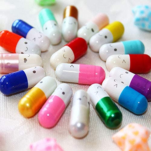 Tofree 50pcs Small Pill Message Case Capsule Container with Note Inside for Gift Wishing Bottle