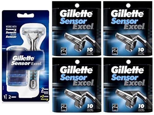 Gillette Sensor Excel Razor w/ 2 Sensor Excel Cartridges &amp; 1 Sensor3 Cartridge + Sensor Excel 10 Ct. Refill Blades w/ FREE Loving Care Packette (4 Pack)