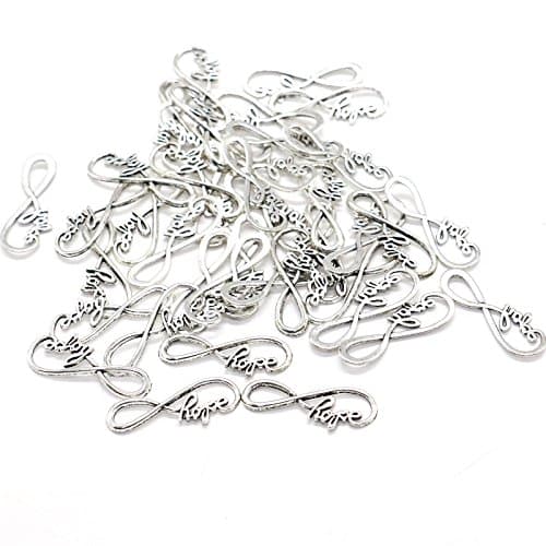 40 PCS Infinity Charm Pendant Infinity Symbol with Hope Pattern Connectors for DIY Jewelry Making (Silver)