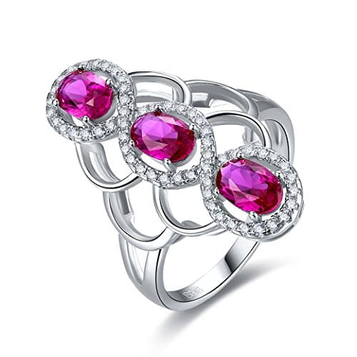 Zetaur 925 Sterling Silver Created Ruby Spinel 3 Stone Infinity Ring