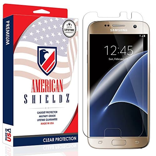 Galaxy S7 Screen Protector by American Shieldz Full Coverage Screen Edge-to-Edge, Invisible Clear HD Shield Anti-Bubble, Lifetime Replacements