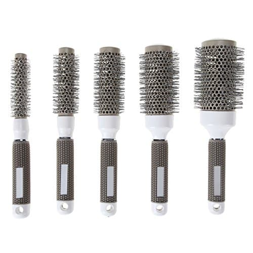 Bmakup 5 Sizes Gray Ionic High Temperature Resistant Round CombsIron Radial Brushes Curly Hairbrush Hair Salon Tool