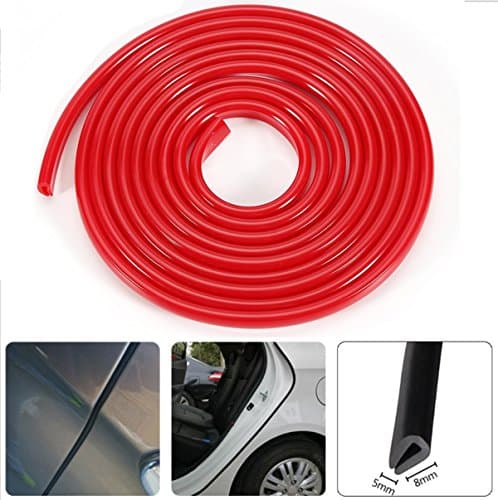 Car Door Edge Guards, Protected Lining/U Shape Edge Trim Rubber Seal Protector Car Protection Door Edge Fit for Most Car 16Ft(5M) Red
