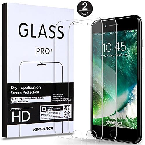 iPhone 8, 7, 6S, 6 Screen Protector, KINGBACK [Easy Installation 2-Pack] Tempered Glass Screen Protector for Apple iPhone 8, iPhone 7, iPhone 6S,6 Compatible 3D Touch and most Cases [4.7" inch]