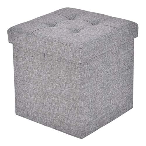 Yoaky Collapsible 15" Cube Foldable Storage Ottoman Storage Cube Basket Bins Organizer Containers Foot Rest Seat,Clutter Toys Collection (Grey)