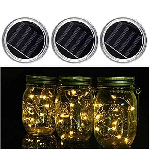 3 Pack-Mason Jar solar Lights,10 LED String Lights Lids Insert for Wedding Christmas Holiday Party Decorative Light,Hanging Lights for Garden,Patio, Outdoor Party (Jars Not Included)