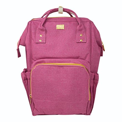 Clara Robinson Stylish Waterproof Multi-Function Diaper Bag and Backpack, Large Capacity (Pink)