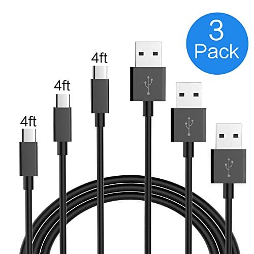 USB Type C Cable, Marvotek Charger Cable 3 Pack 4ft for Samsung Galaxy Note 8,S8,S8 Plus, LG G6 G5 V30 V20, Google Pixel, Nintendo Switch, Macbook Black