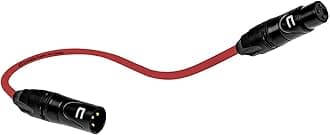 Balanced XLR Cable Male to Female - 0.5 Feet (6 inches) Red - Pro 3-Pin Microphone Connector for Powered Speakers, Audio Interface or Mixer for Live Performance & Recording