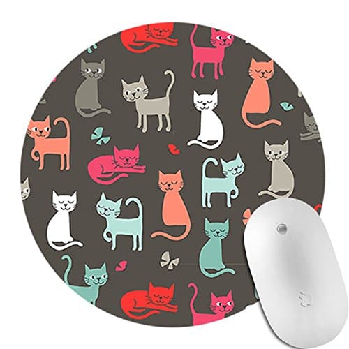 Durable Non Slip Rubber Mouse Pad Beautiful Pattern Desktop Mouse pad Computer PC Mouse Mat Diameter 310mm (cute cats)