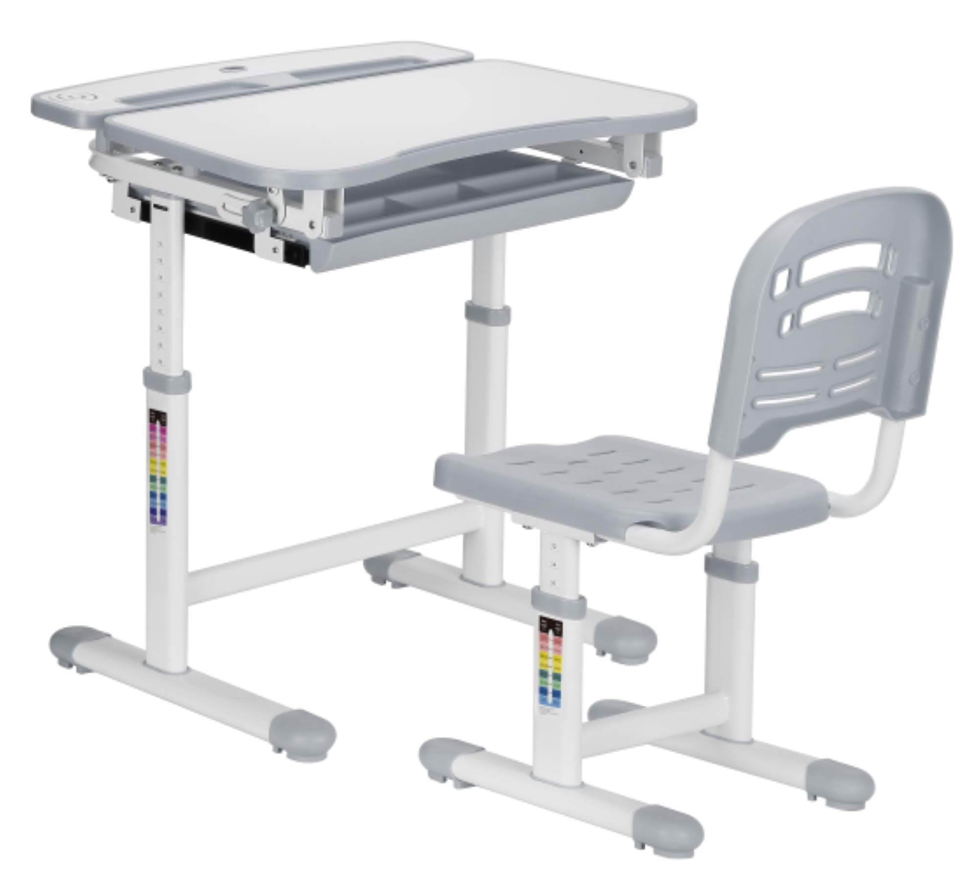 KIDOMATE Kids Height Adjustable Study Table with Auto Height Lock and Tiltable Desk - Maintains Posture & Comfort - Grey with 1 Year Warranty and Lifetime Product Support