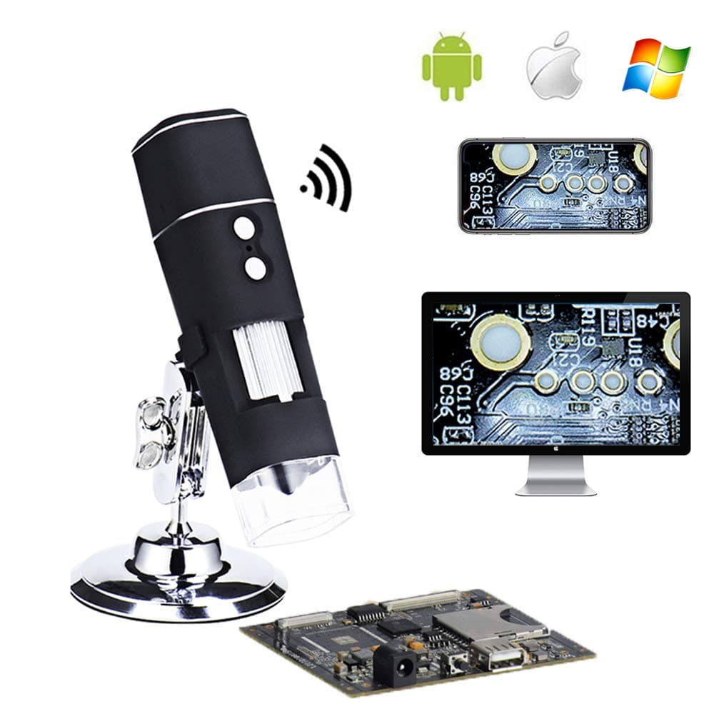 Cainda 1000X WiFi Microscope for iPhone Android Smart Phone Windows Mac, Portable Wireless Digital Microscope Camera HD 1080P Video Recorder Pocket Magnifier 50x-1000x