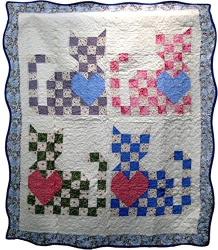50" x 60"" Patchwork Calico Kitty Cat Wall Hanging/Lap Quilt