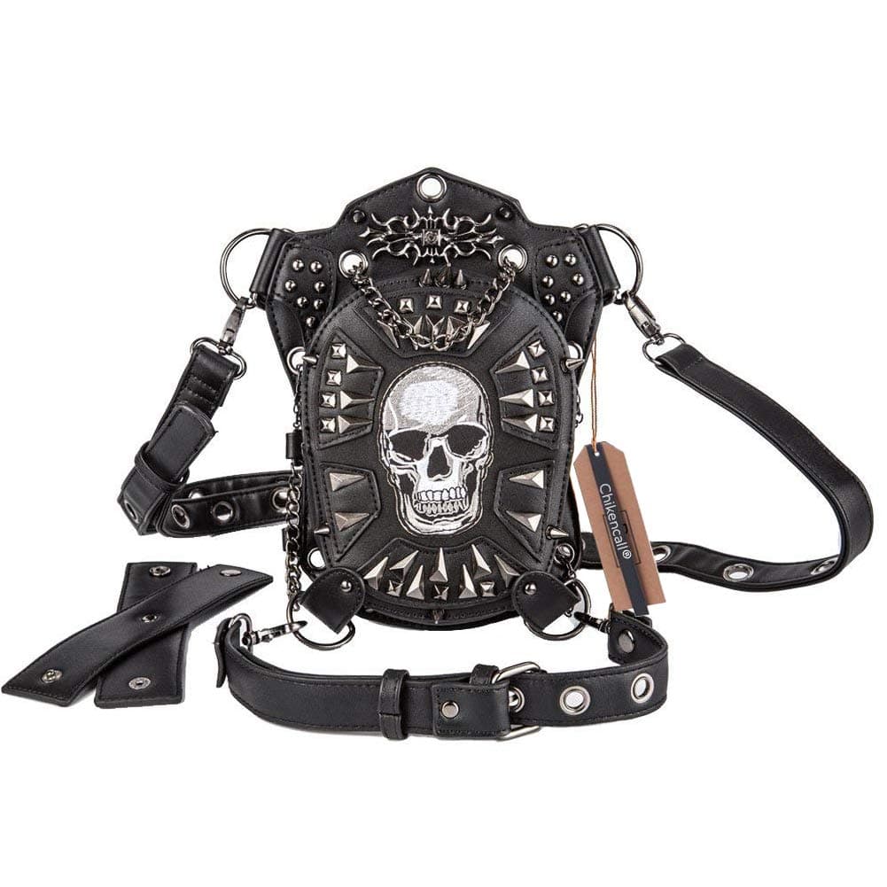 Chikencall® Gothic Steampunk Waist Bag Multi-functiona Drop Leg Pack Hip Belt Arm Bag Pack Waist Shoulder Fanny Packs Purse Pouch Bag Messenger Bag
