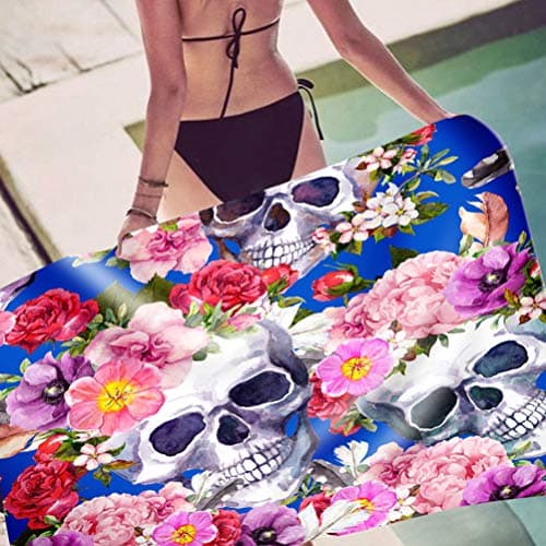 JHDghd Skull Skeleton Pattern Microfiber Beach Towel Blanket Oversized Quick Fast Dry Sand Free Big Outdoor Travel Rack Swim Micro Fiber Pool Picnic Thin Yoga Mat Accessories For Women Men