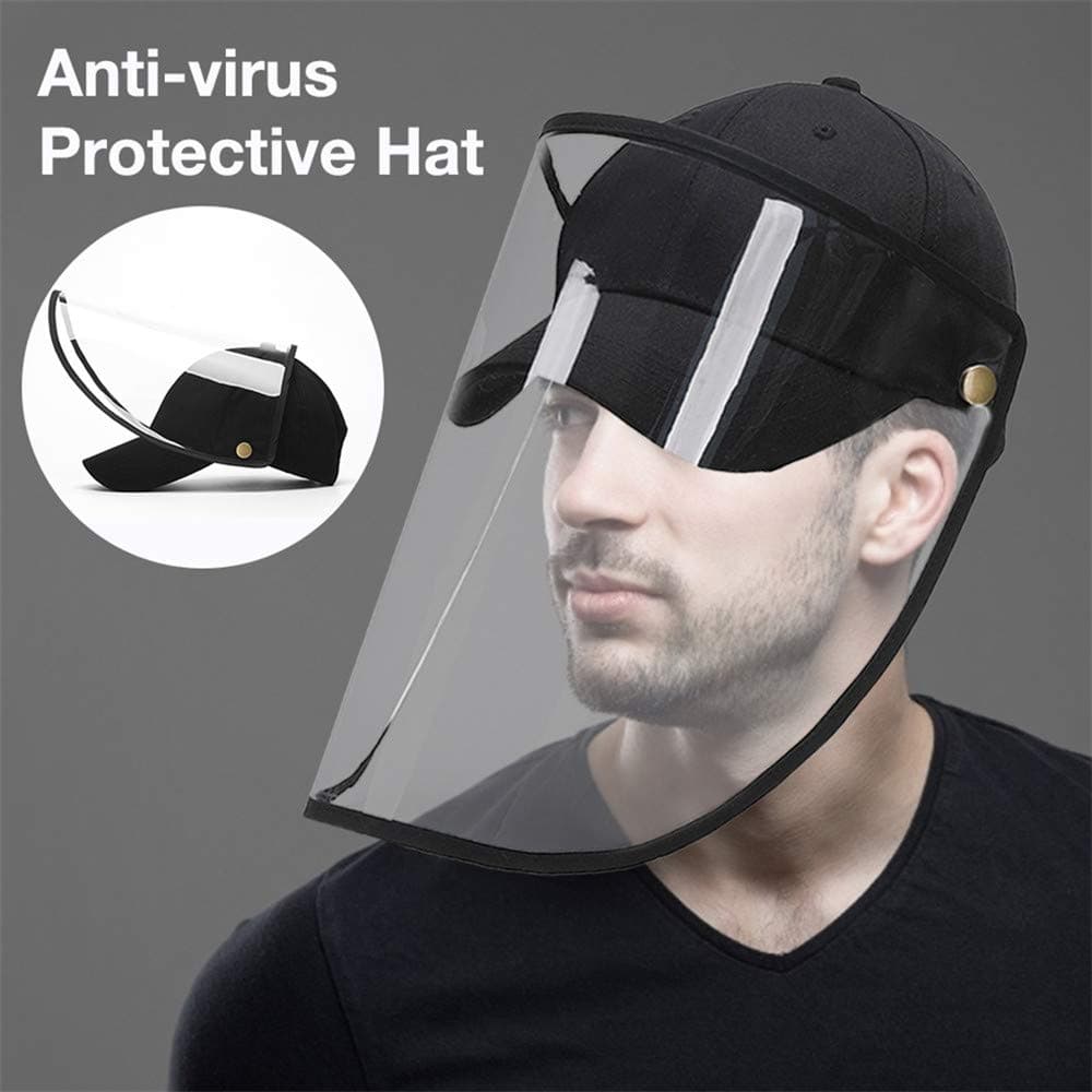 Safety Face Shield Visor Mask Full Face Shield Protective Cap for Men and Women Anti-Fog, Anti-saliva,Anti-Spitting Hat Cover Outdoor Fisherman Sun Hat