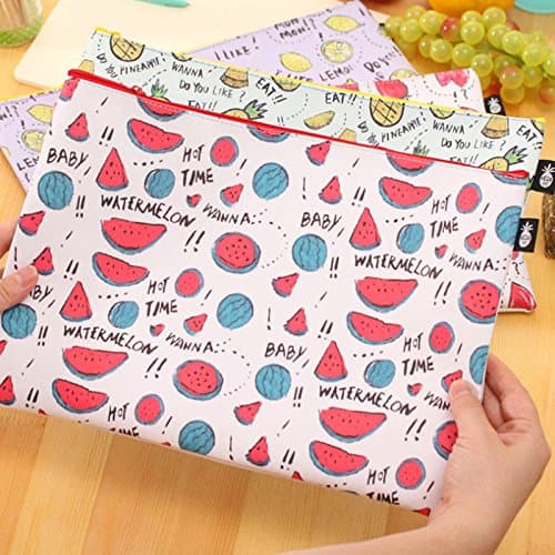 1 Pcs A4 transparent Paper Storage Document File Folder Bag Pouch Holder Case Fruit pattern