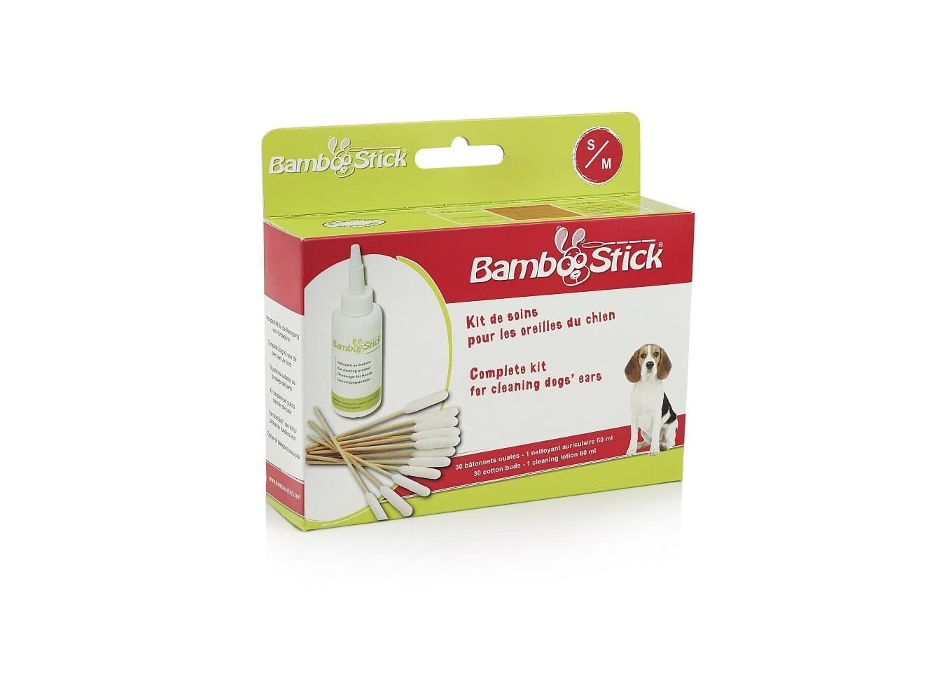 Bamboo stick Dog Ear Cleaning Kit with Solution, Small/Medium, Pack of 30 Buds