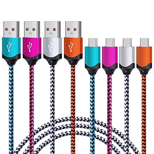Type C Charger Cable, Hootek USB C Cable 4-Pack 6FT Durable Nylon Braided Charger Cable Fast Charging Cord for Samsung Galaxy S9 S8 S8 plus, Note 8, Moto Z Z2, LG LG G7 ThinQ V30 V20 G5 G6, HTC 10