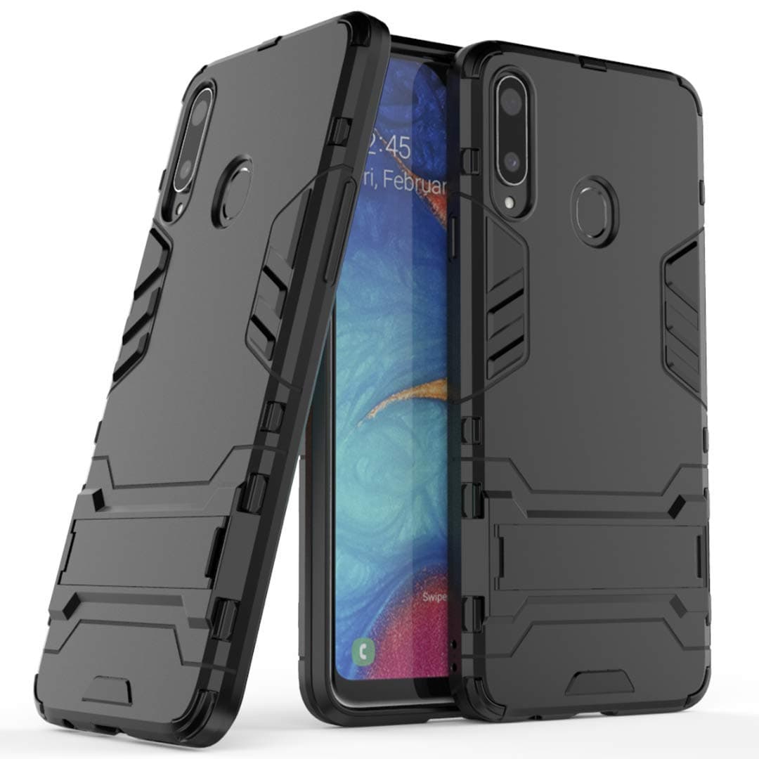 MISIDE Compatible for Samsung Galaxy A20S Case,[Scratchproof and Shockproof] 2 in 1 Hybrid Rugged Heavy Duty Armor Hard Back Cover with Kickstand for Samsung Galaxy A20S (Black)