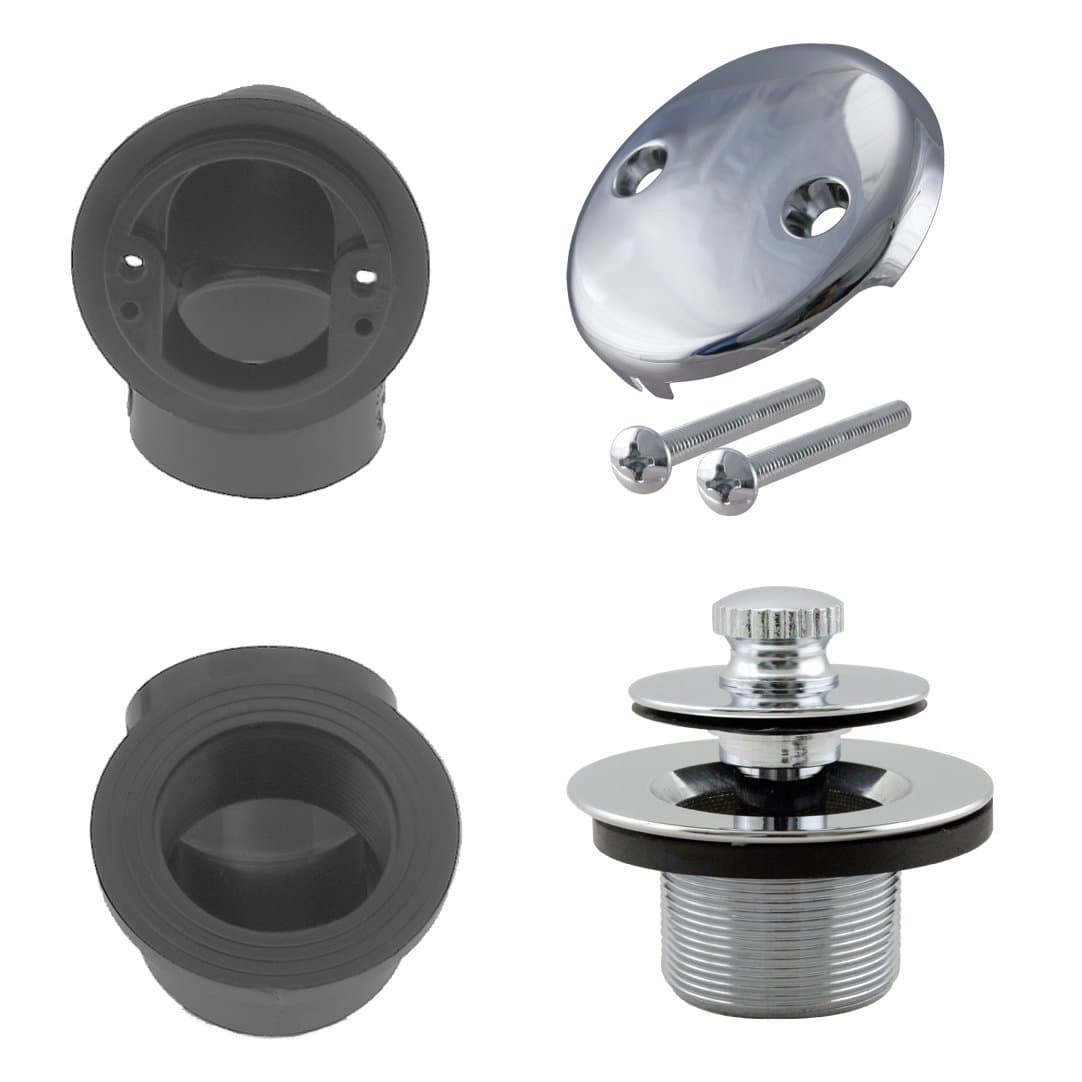 Westbrass Pull & Drain Sch. 40 ABS Plumber's Pack with Two-Hole Elbow, Polished Chrome, D574-26
